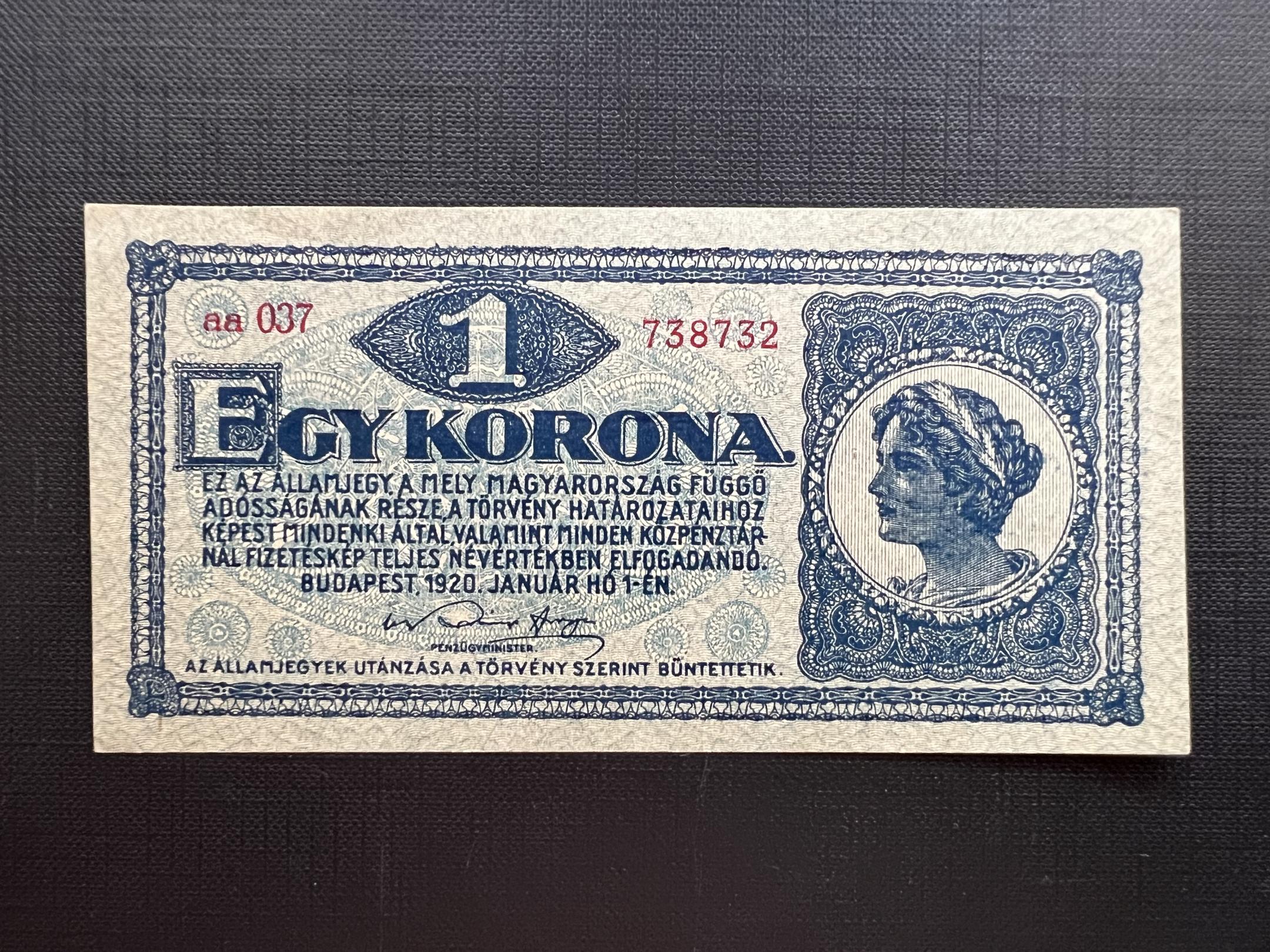 1 Korona (1920)aa aUNC Adamo K4 