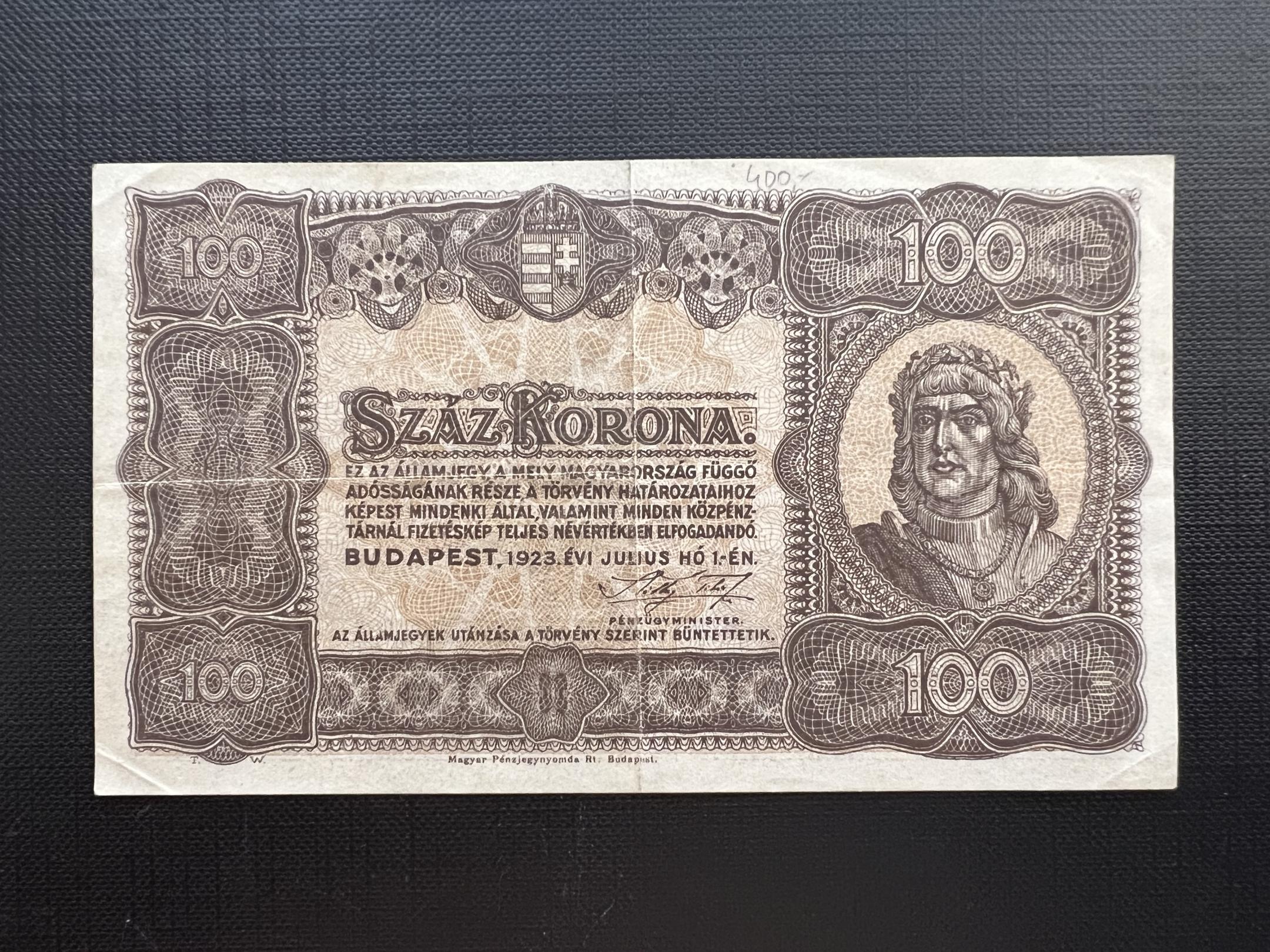 100 Korona 1923 Adamo K30 VF