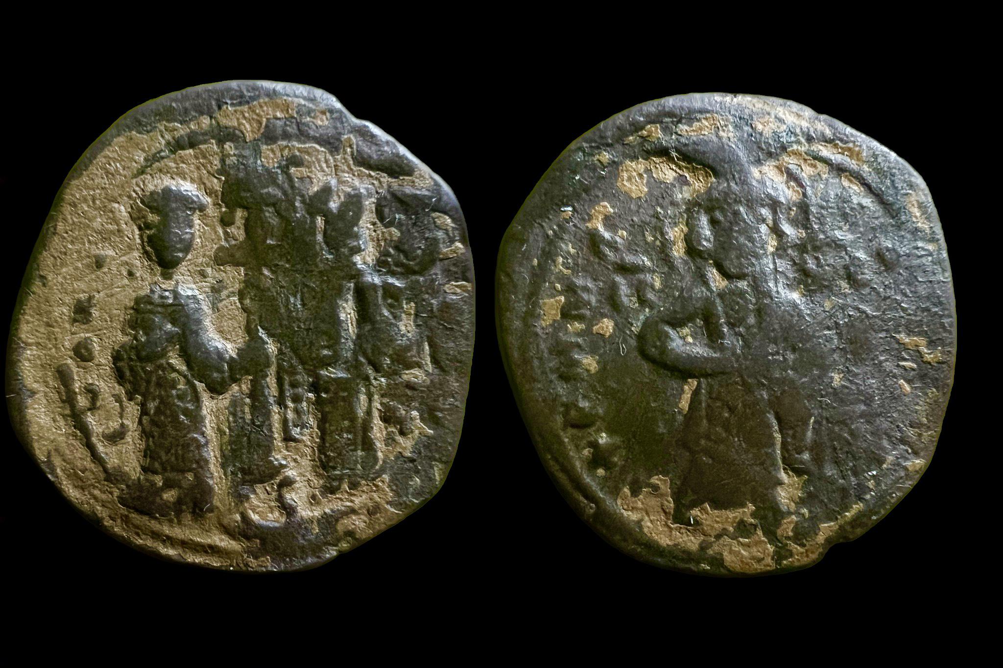 X. Kónsztantinosz Ducas és Eudocia (1059-1067) follis sivatagi patina Sear1853