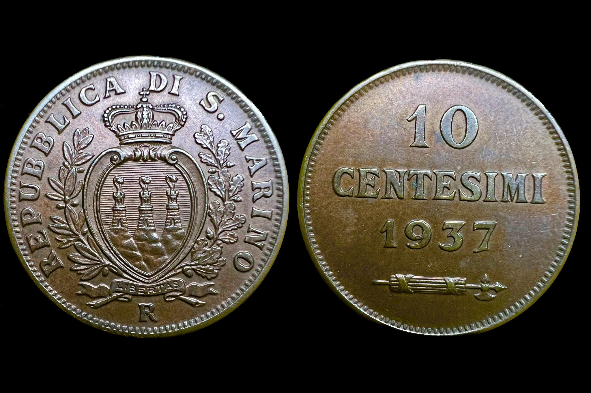 10 Centesimi San Marino (1937) KM13