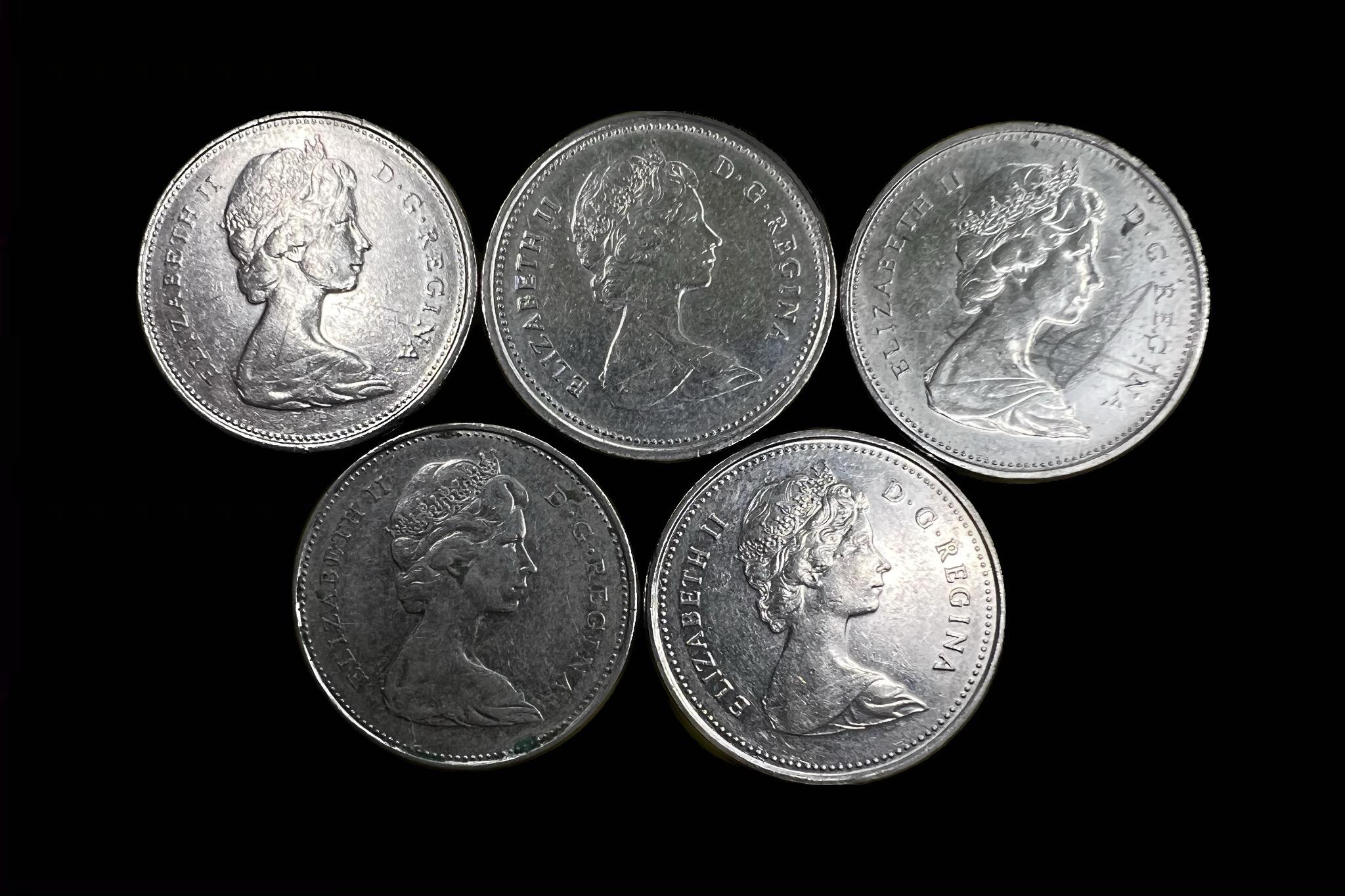 Canada 25 Cents lot 5db 