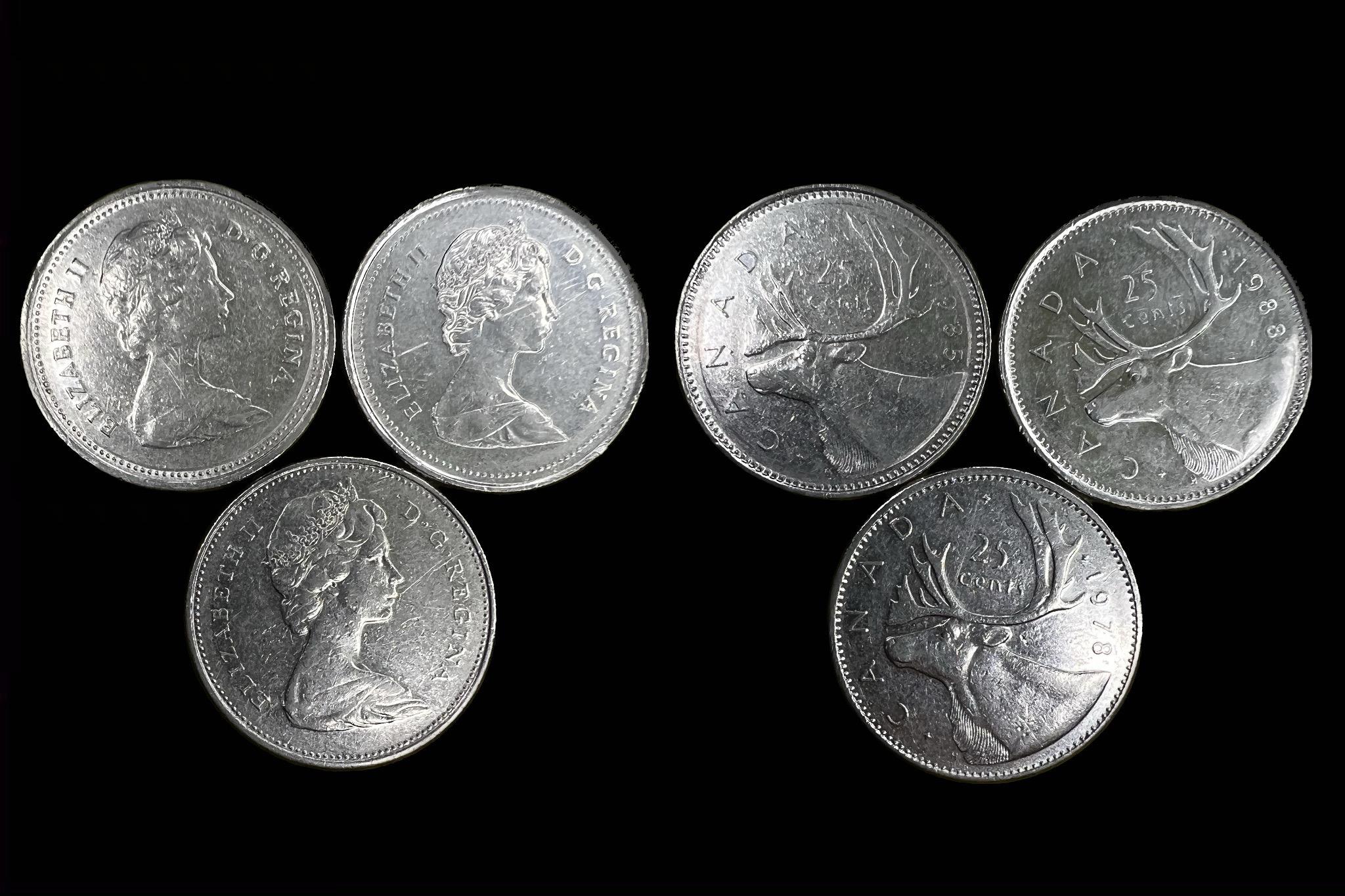 Canada 25 Cents lot 3db 