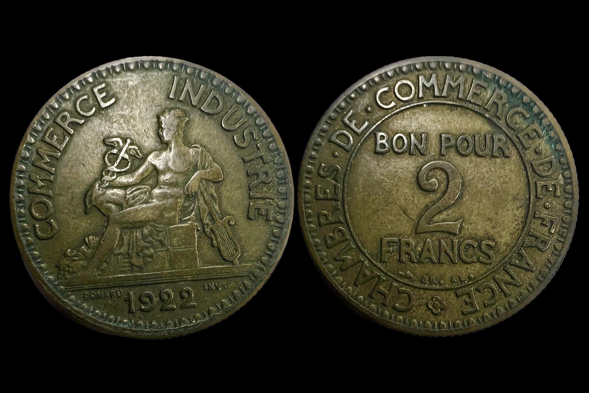 Francia 2 Francs (1922) KM877