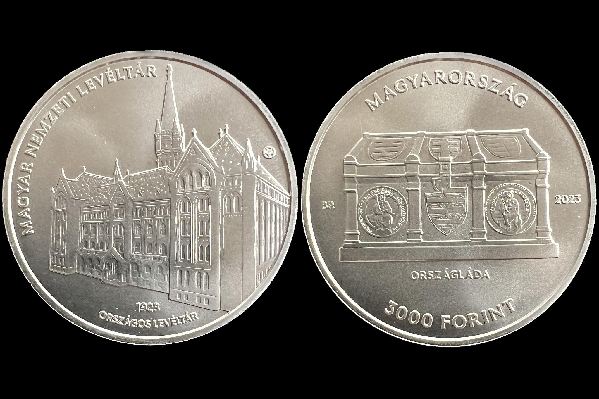 2023. évi Magyar Nemzeti Levéltár színesfém emlékérme, BU UNC prospektussal