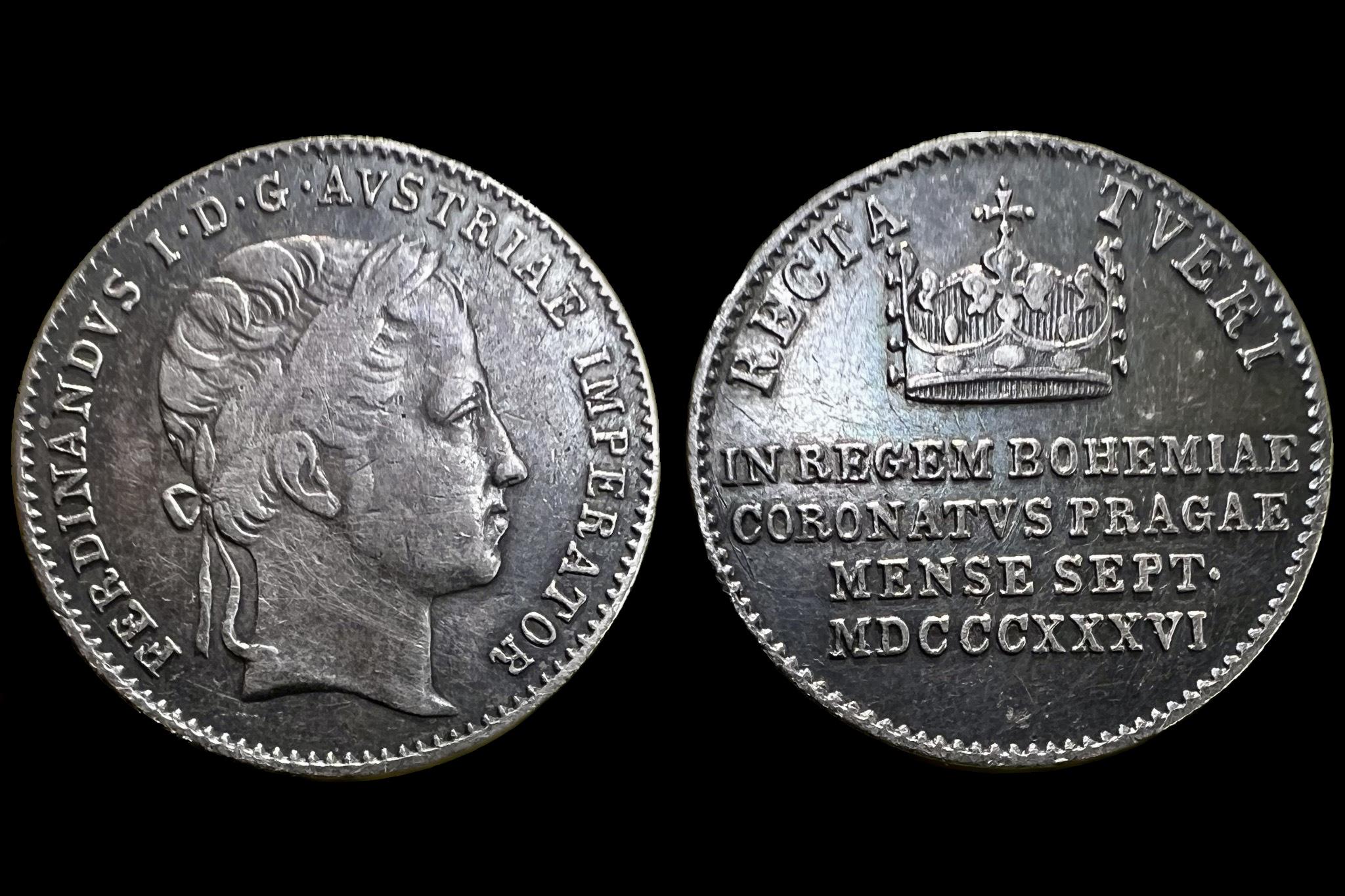 V. Ferdinánd koronázási zseton Prága (1836) 