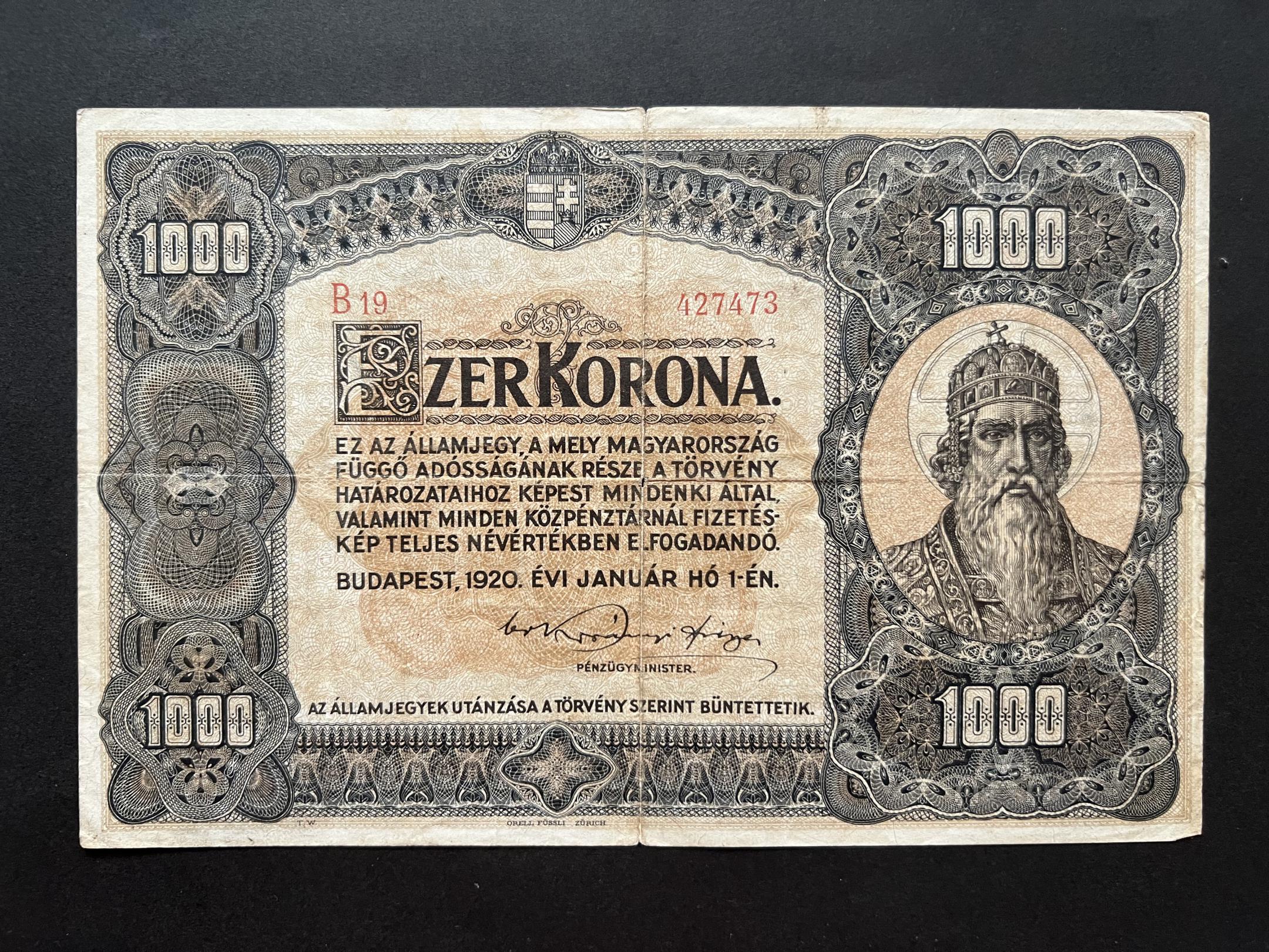 1000 Korona (1920)B Adamo K36 VF