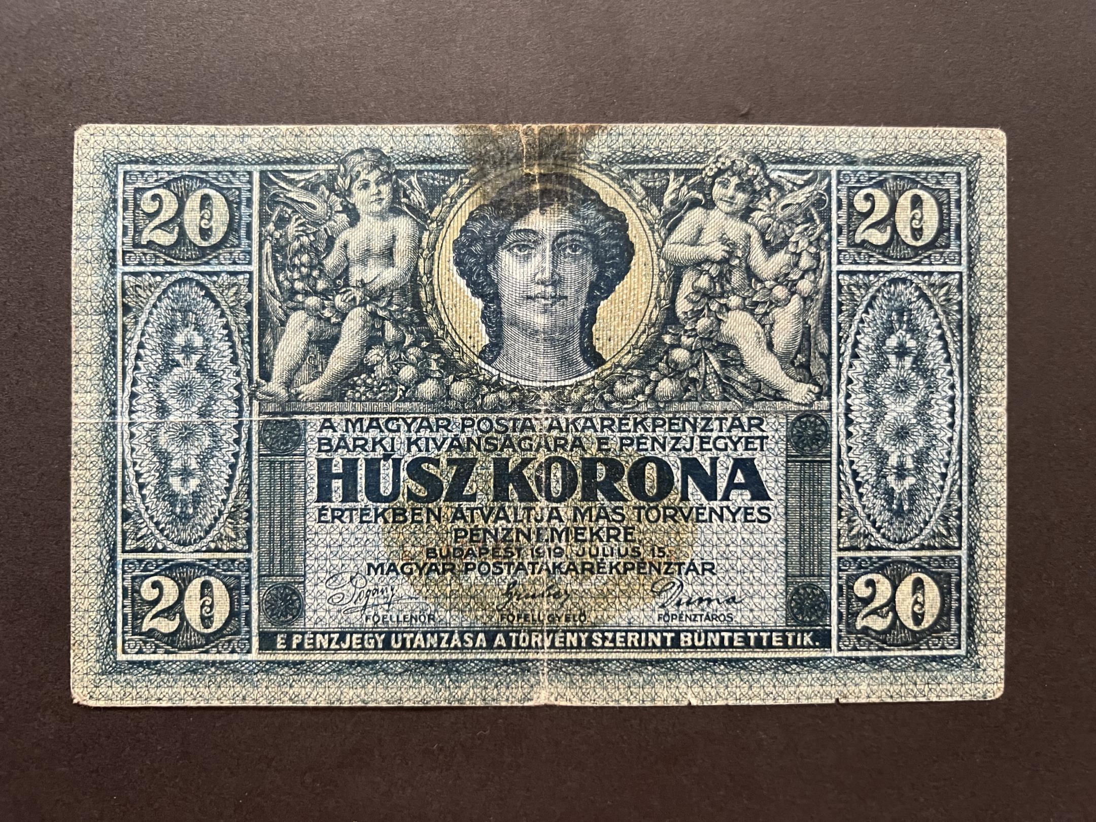 20 Korona (1919) VG Adamo K19 július  