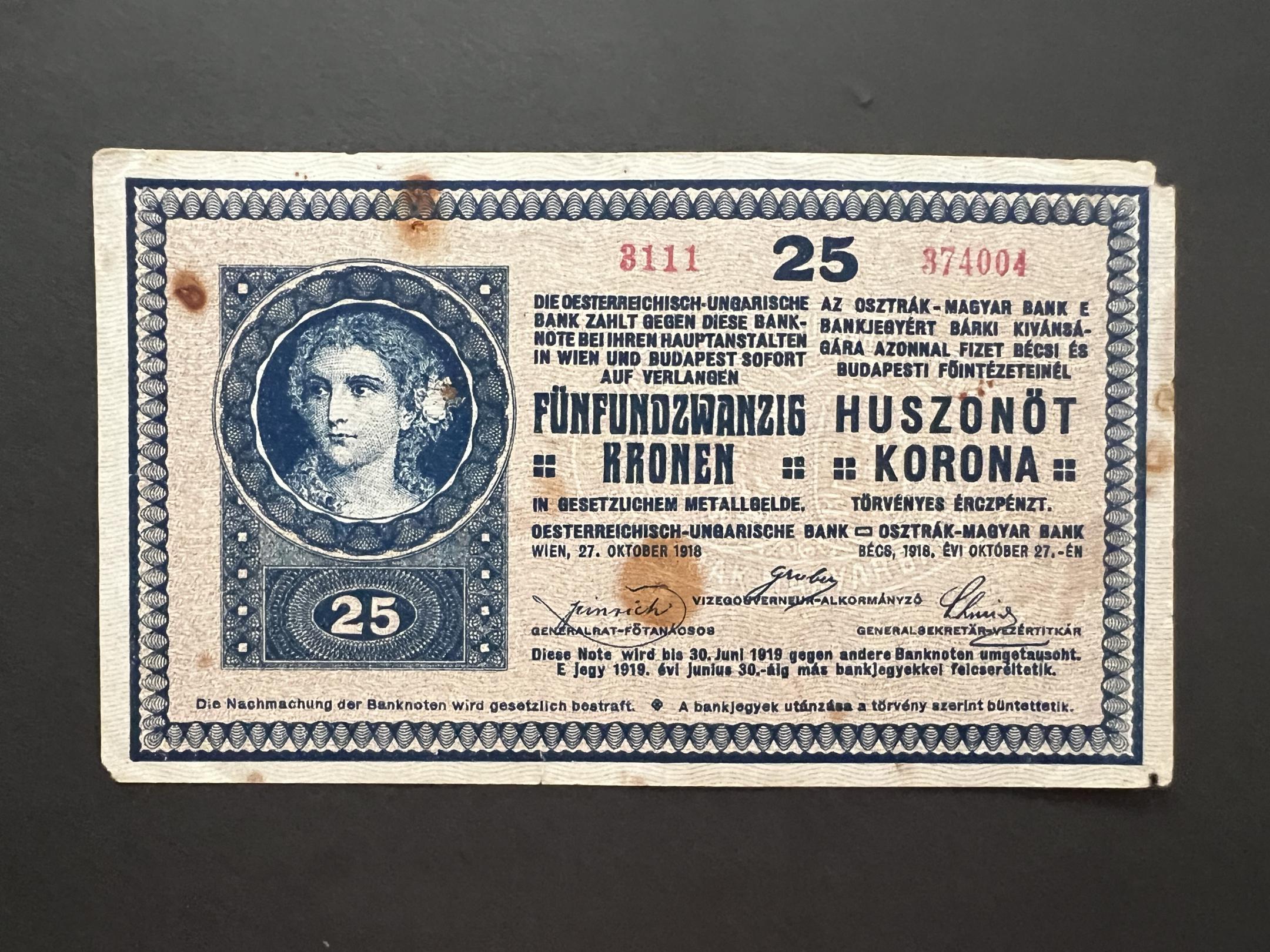 25 Korona 1918 Adamo K22.1 F 