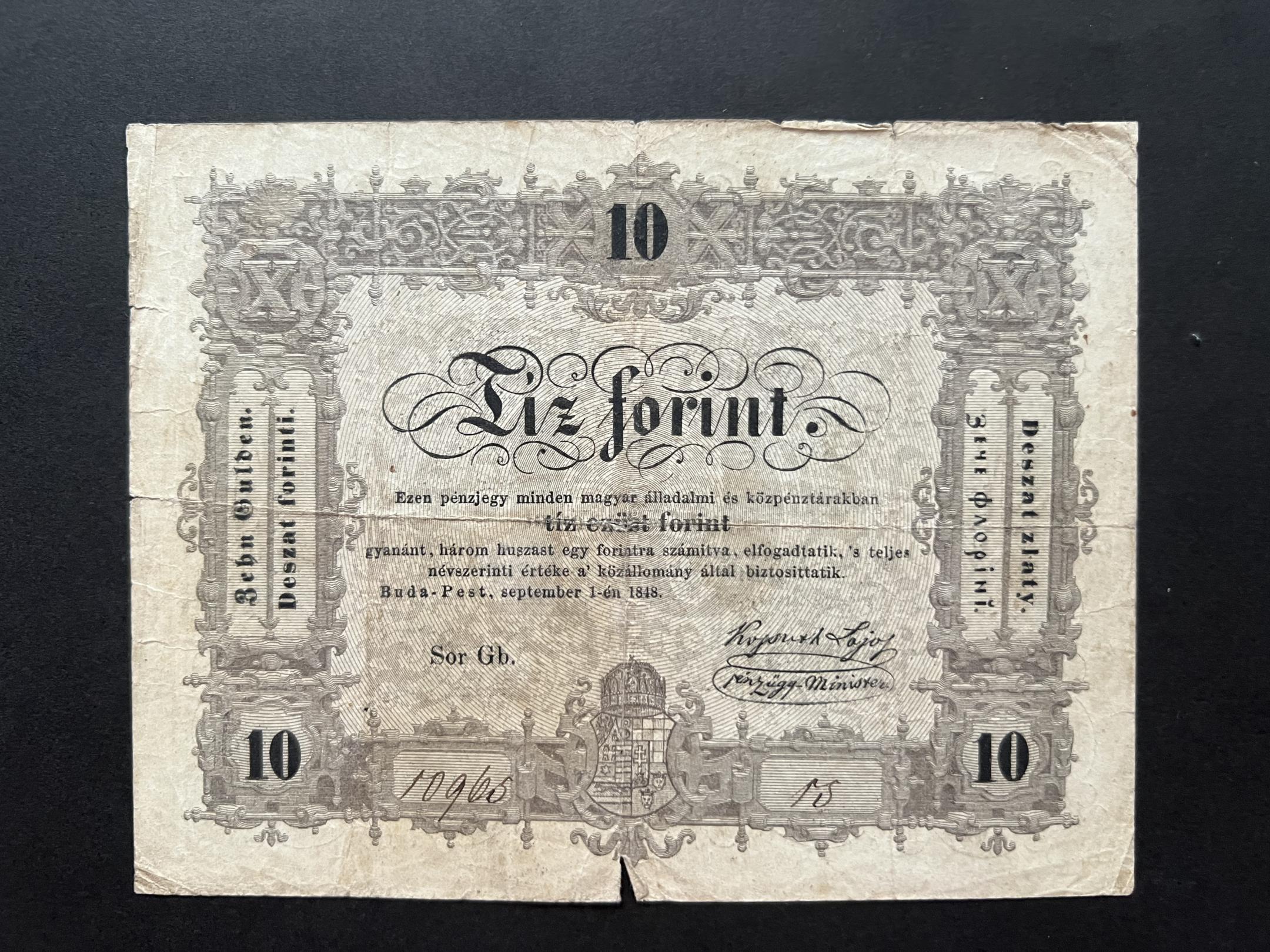 Szabadságharc 10 Forint (1848) VG Adamo G111