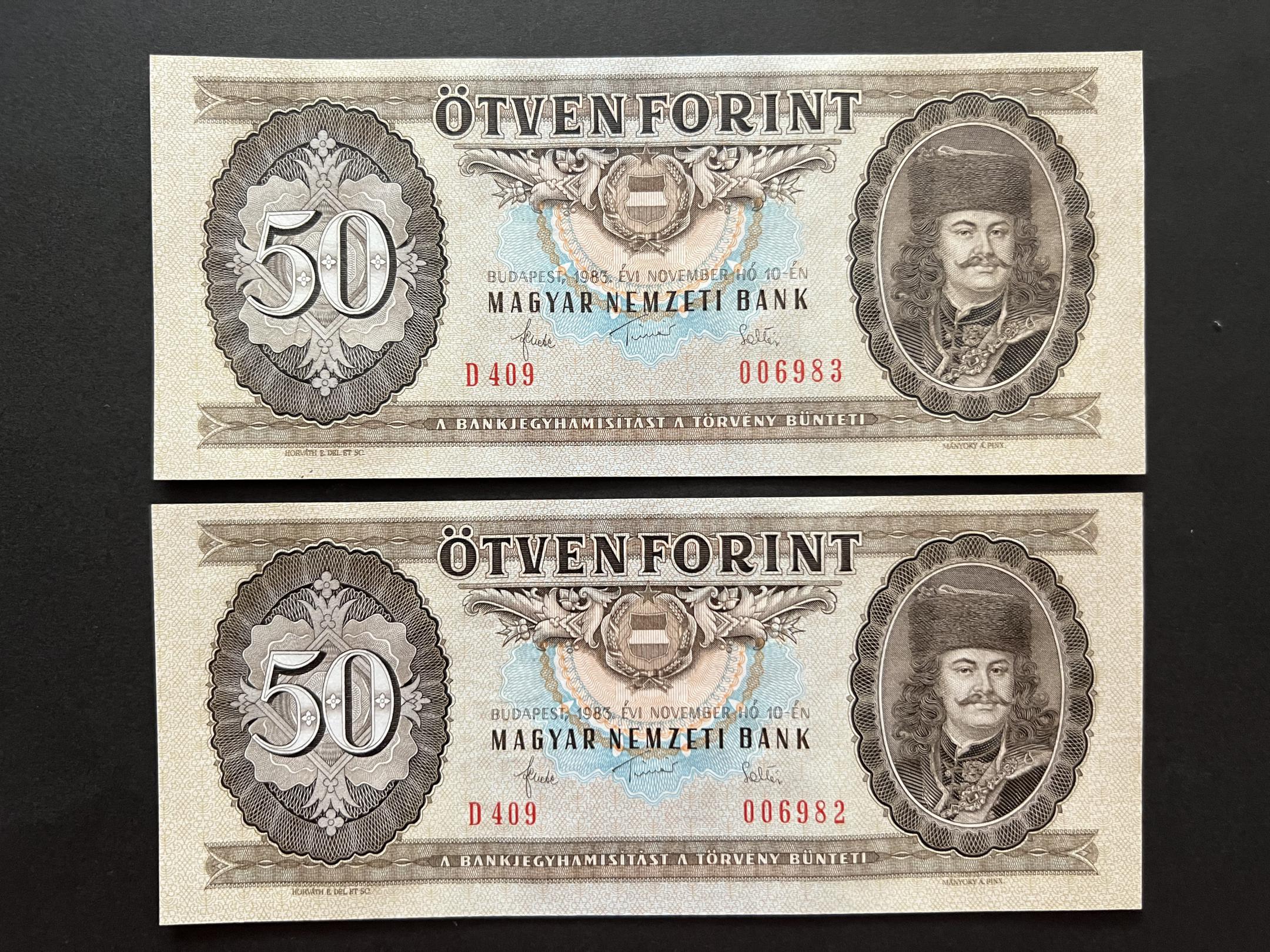 50 Forint 1983 D UNC ( sorszámkövető) Adamo F23 