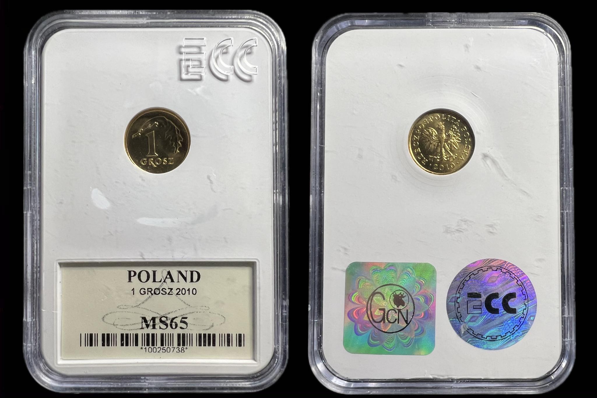 Lengyelország 1 Grosz (2010) GCN Ms64 UNC 