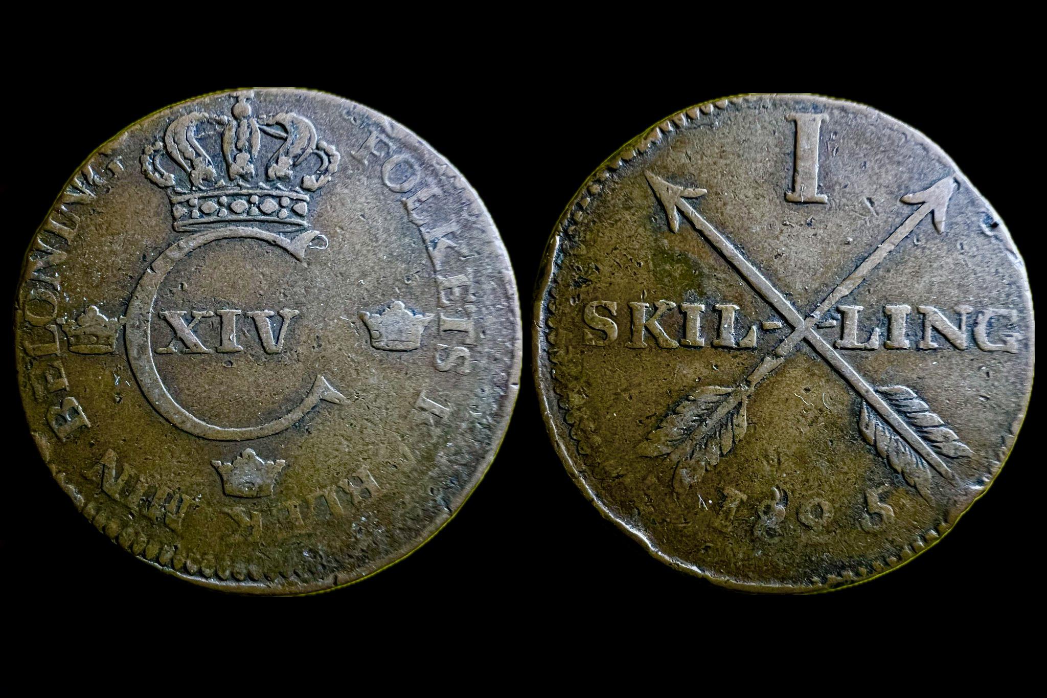 XIV. Karl (1825) 1 Skilling (svéd) KM597 