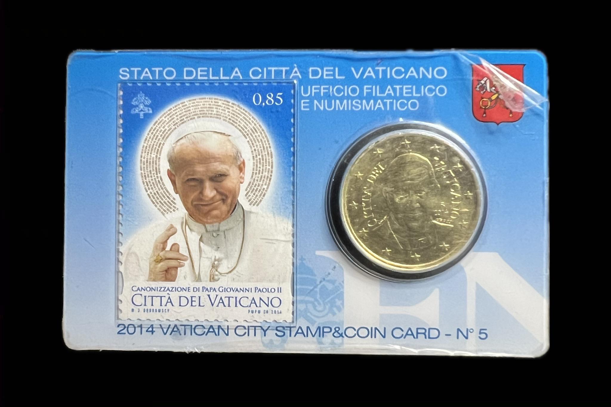 50 cent Vatikán 2014 hivatalos bélyeg és érmekártya No. 5 (BU)