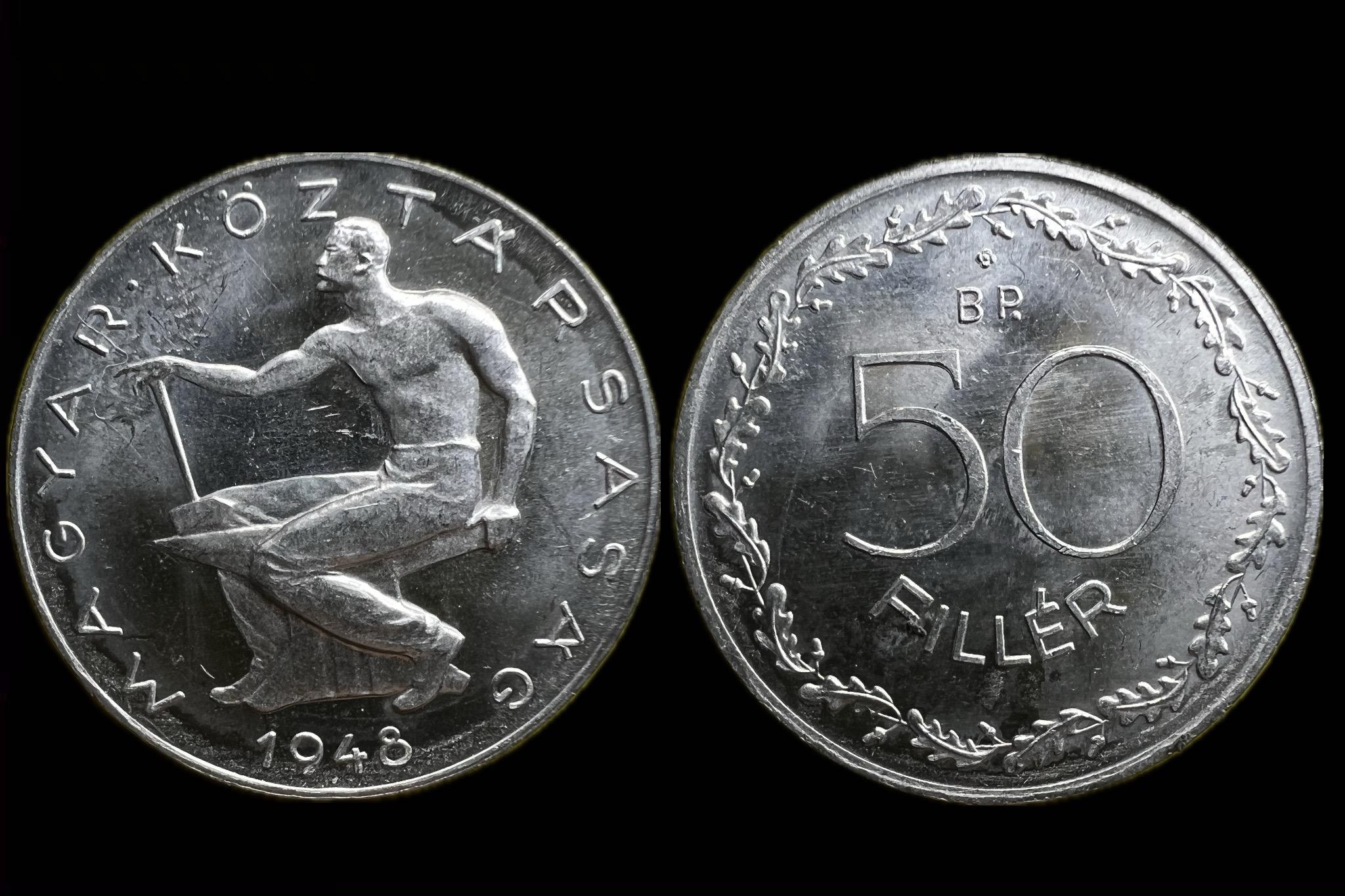 50 fillér (1948) Artex veret rozettás Adamo F5 aUNC 