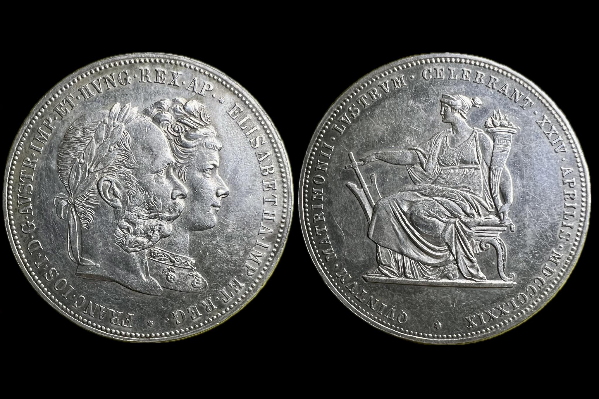 Ferenc József 2 Gulden Ezüst  lakodalom (1879) ANK 46. Frühwald 1903 