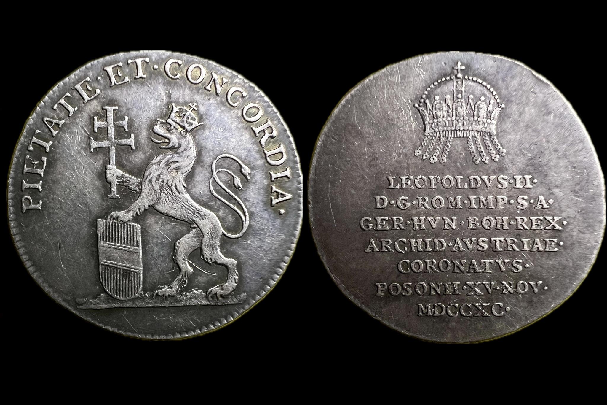II. Lipót Koronázási zseton 1790 Pozsony Huszár R.E 877 