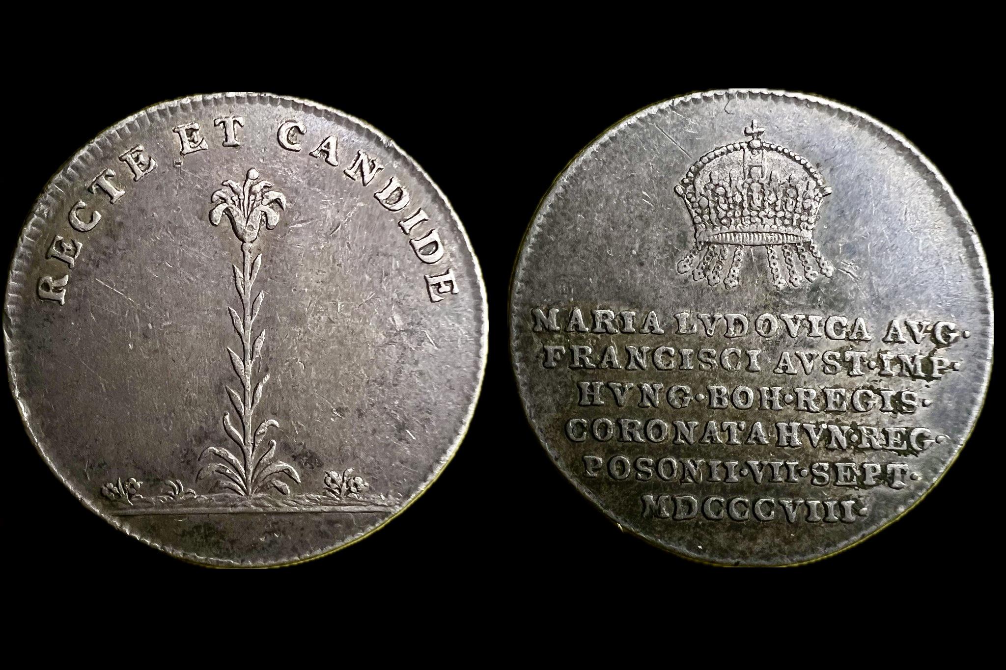  Ferenc, Maria Ludovica Koronázási zseton 1808 Pozsony Montenuovo 2361 
