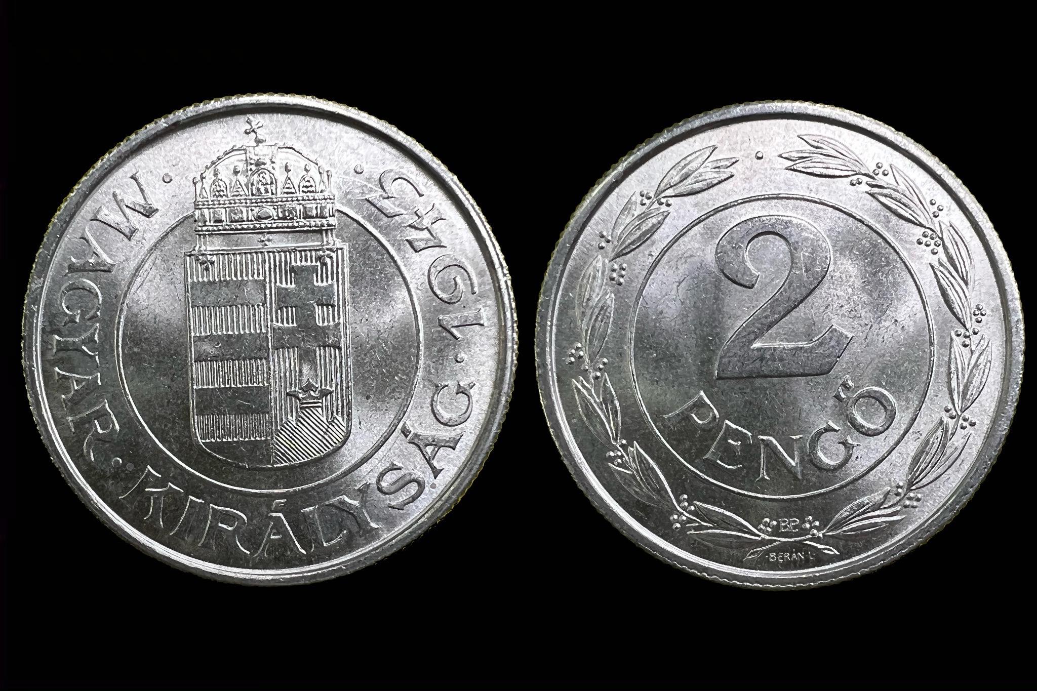 (1943) 2 Pengő UNC 1943 Adamo P7.4 