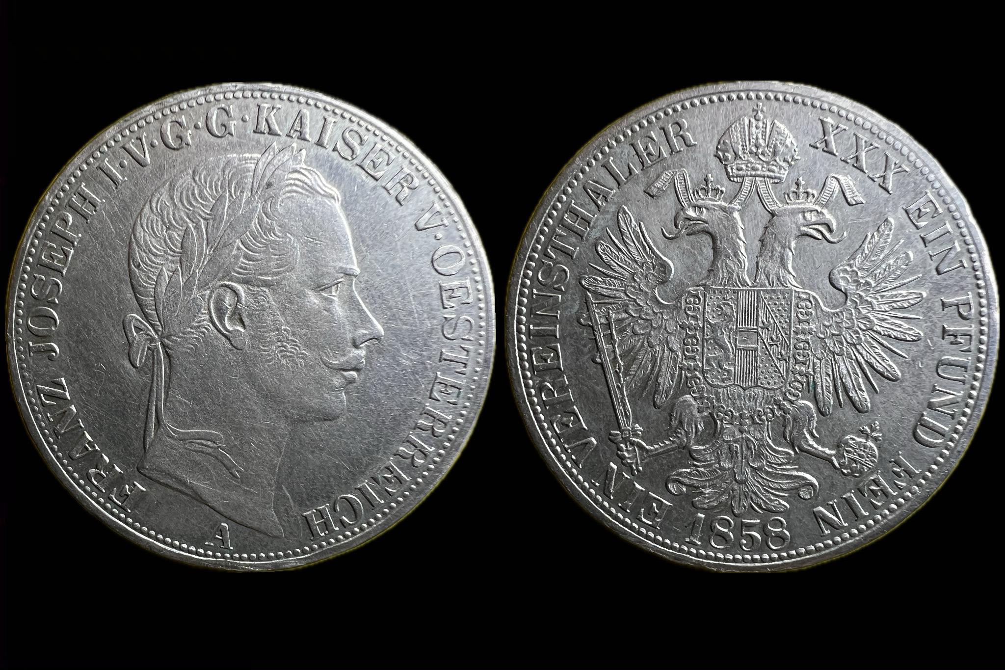 Franz Joseph 1 Vereinsthaler (1858)A KM2244  