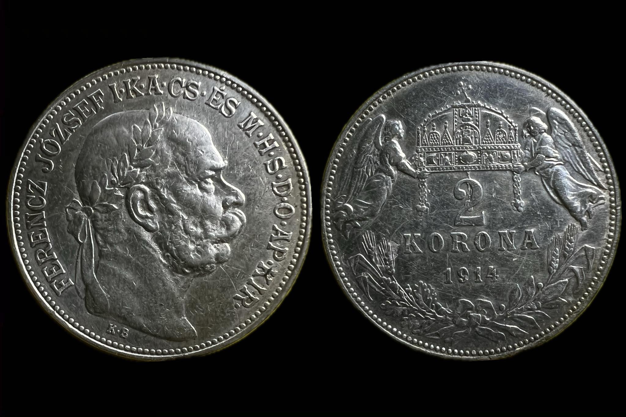 Ferenc József 2 Korona (1914)RR! K-B Adamo K6 
