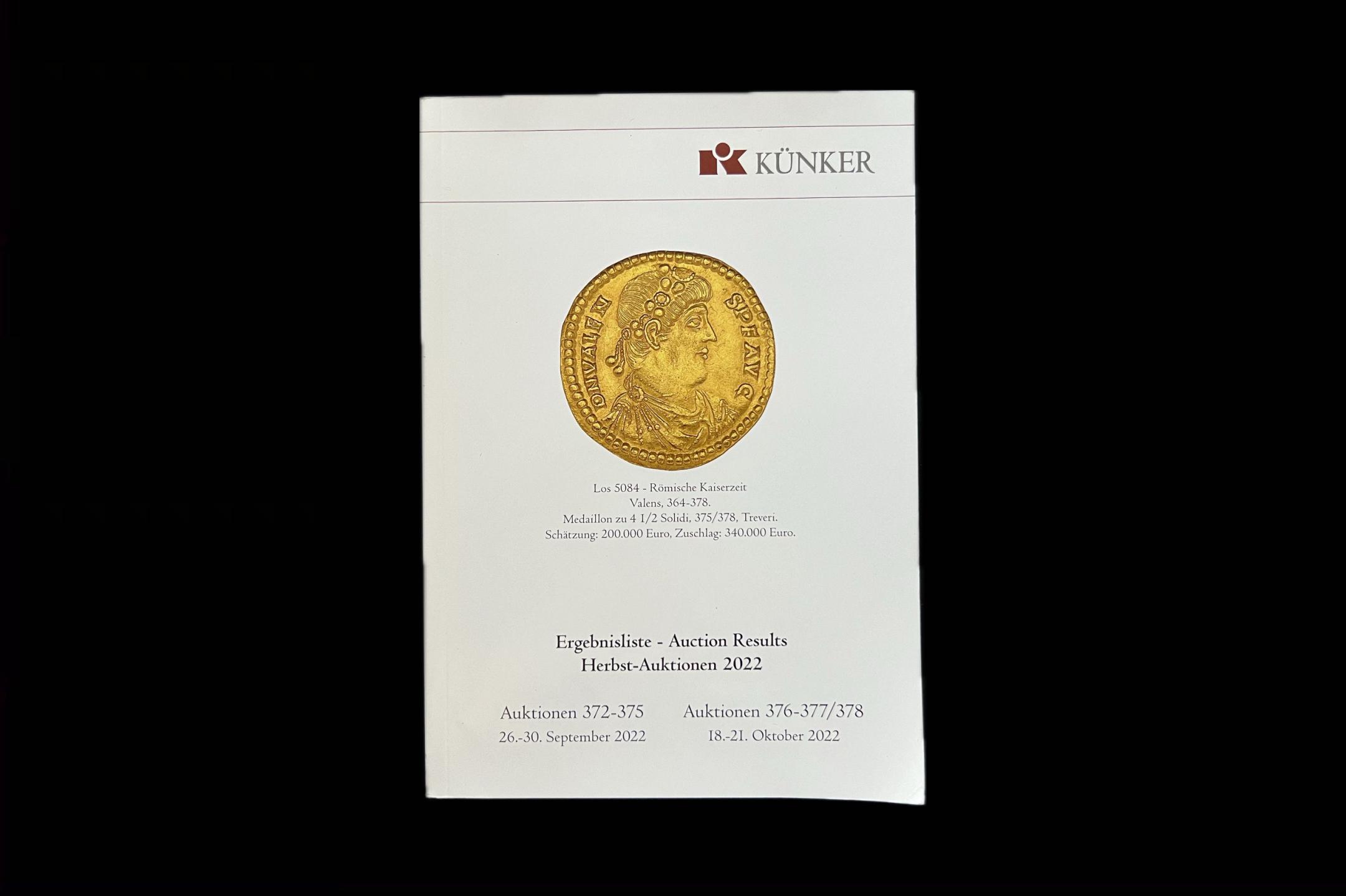 Künker Ergebnisliste - Auction Results Herbst-Auktionen 2022	